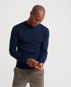 Superdry Edit Merino Crew Neck Férfi Ugró Sötétkék | ZGKUQ8015